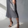 grey silk skirt